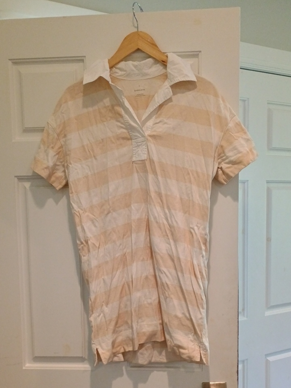 Everlane Striped T-shirt Dress - Cream/White